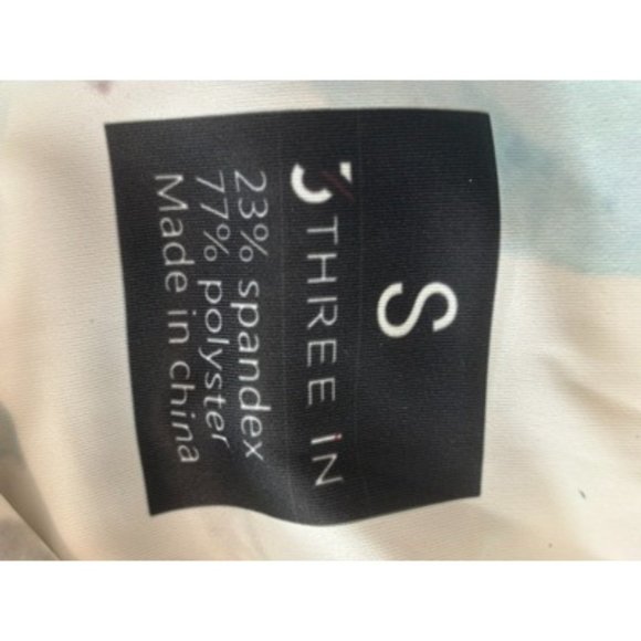 3 Three In Mint Blue Printed Mid Rise High Waisted Ankle Leggings Size Small - Picture 4 of 4